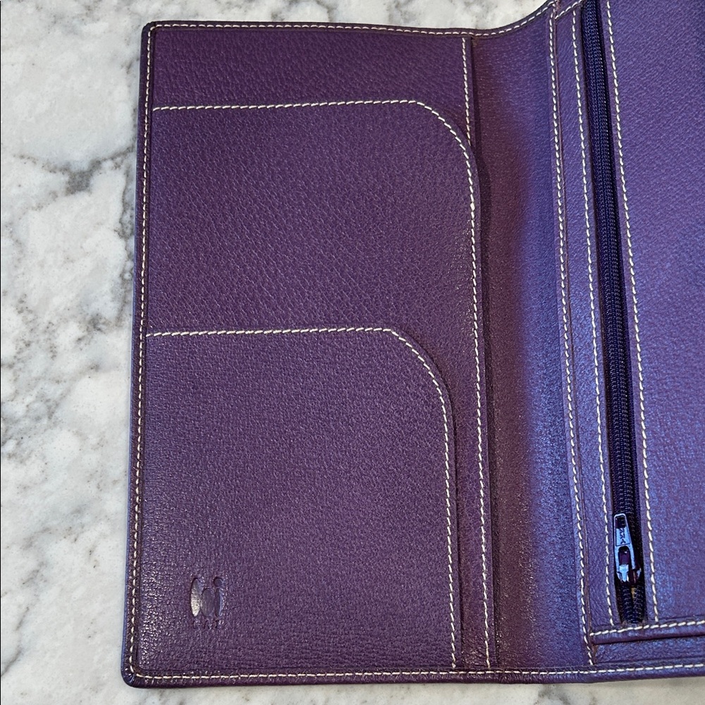 LAI Made in Italy Genuine Leather Wallet in Plum Purple - Picture 7 of 8